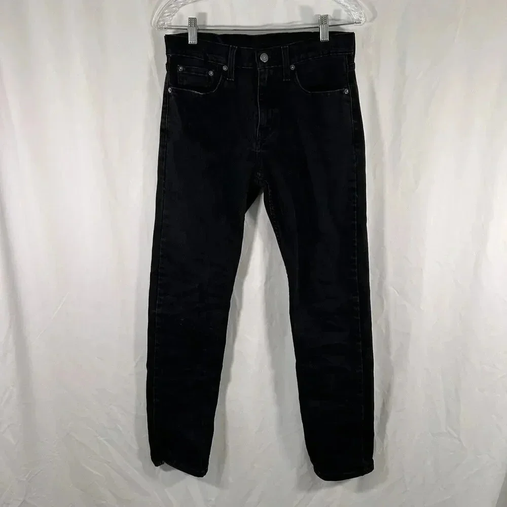 Levis 502 Jeans Men's 29x32 Tapered Black Denim Button Zip Pockets Cotton Blend